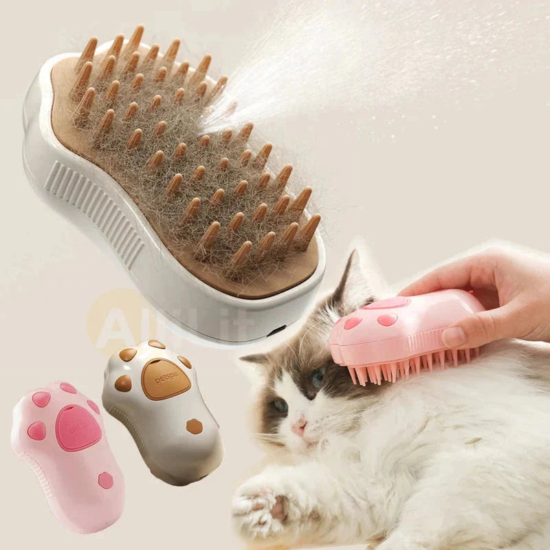 Electric Cat Steam Brush â€“ 3-In-1 Pet Grooming Comb with Water Spray for Cats and Dogs, USB Rechargeable